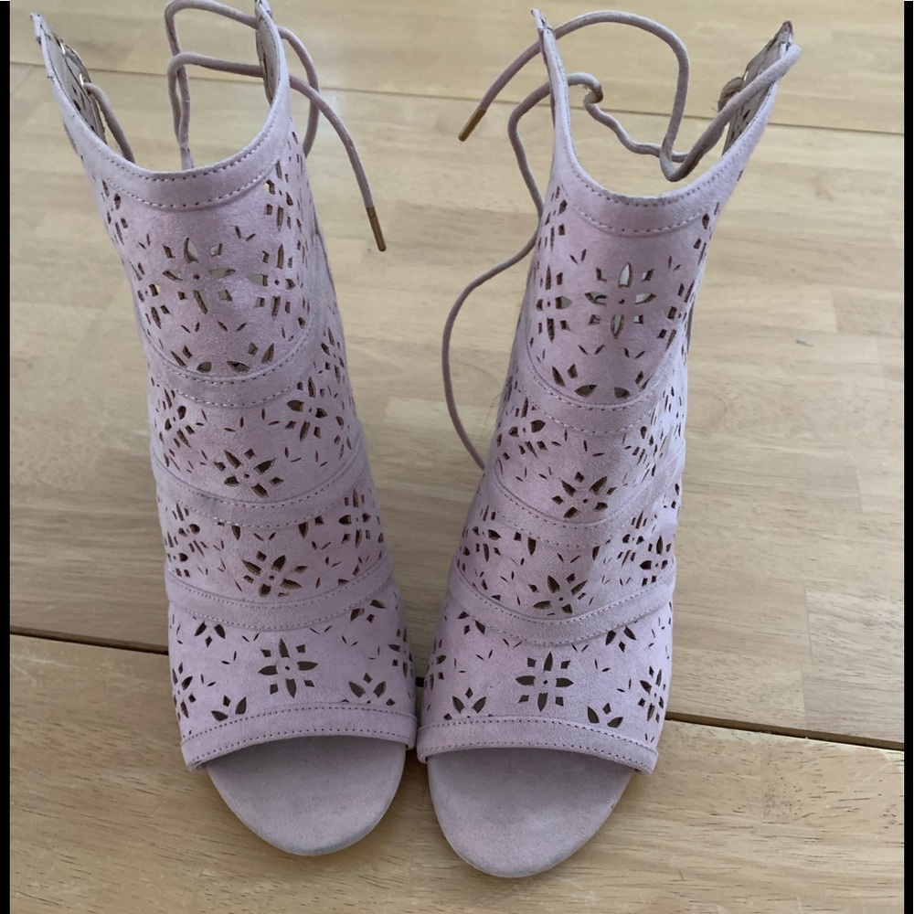 Pink summer laser cut heels